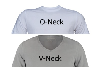 perbedaan kerah O neck dan V neck